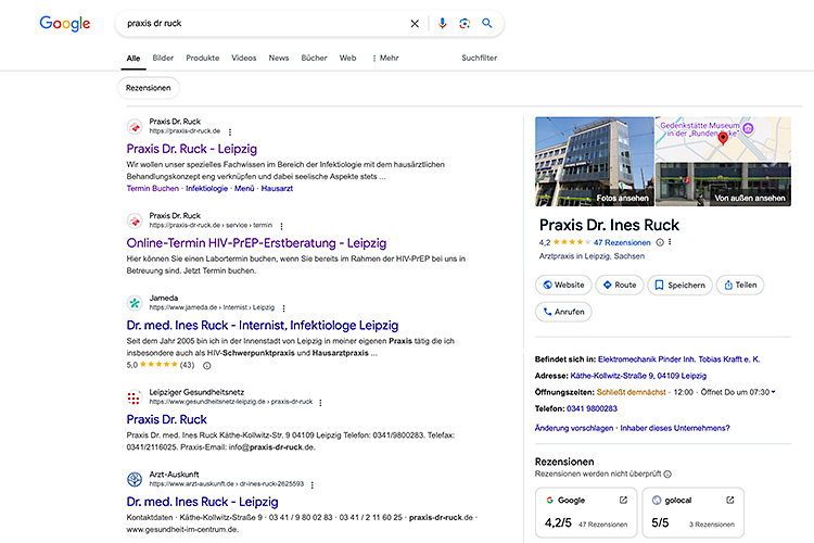 Das Bild zeigt eine Google Suchergebnisseite